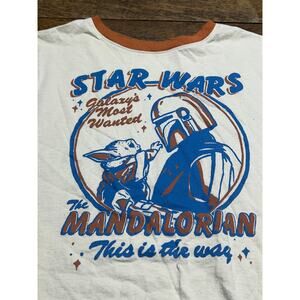 Star Wars Kids Large Cream color Ringer tee Mad engine Mandalorian shirt